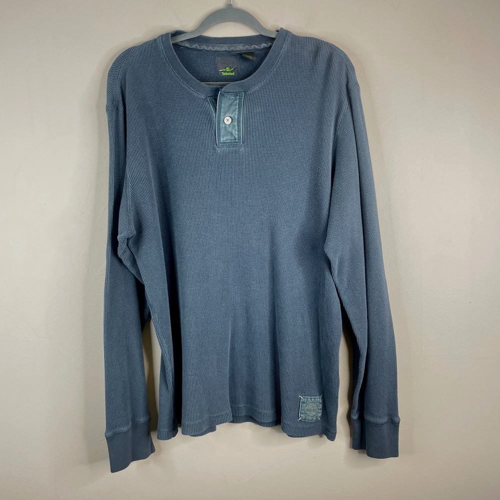 Timberland Henley Shirt Men XLarge Waffle Knit Outdoor Hiking Camping Work Chore